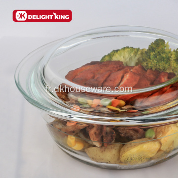 Casserole en verre de décalcomanie personnalisée avec couvercle de plat en verre